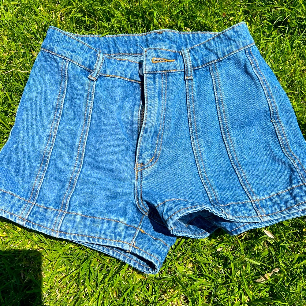 Denim Blue High Waisted Shorts